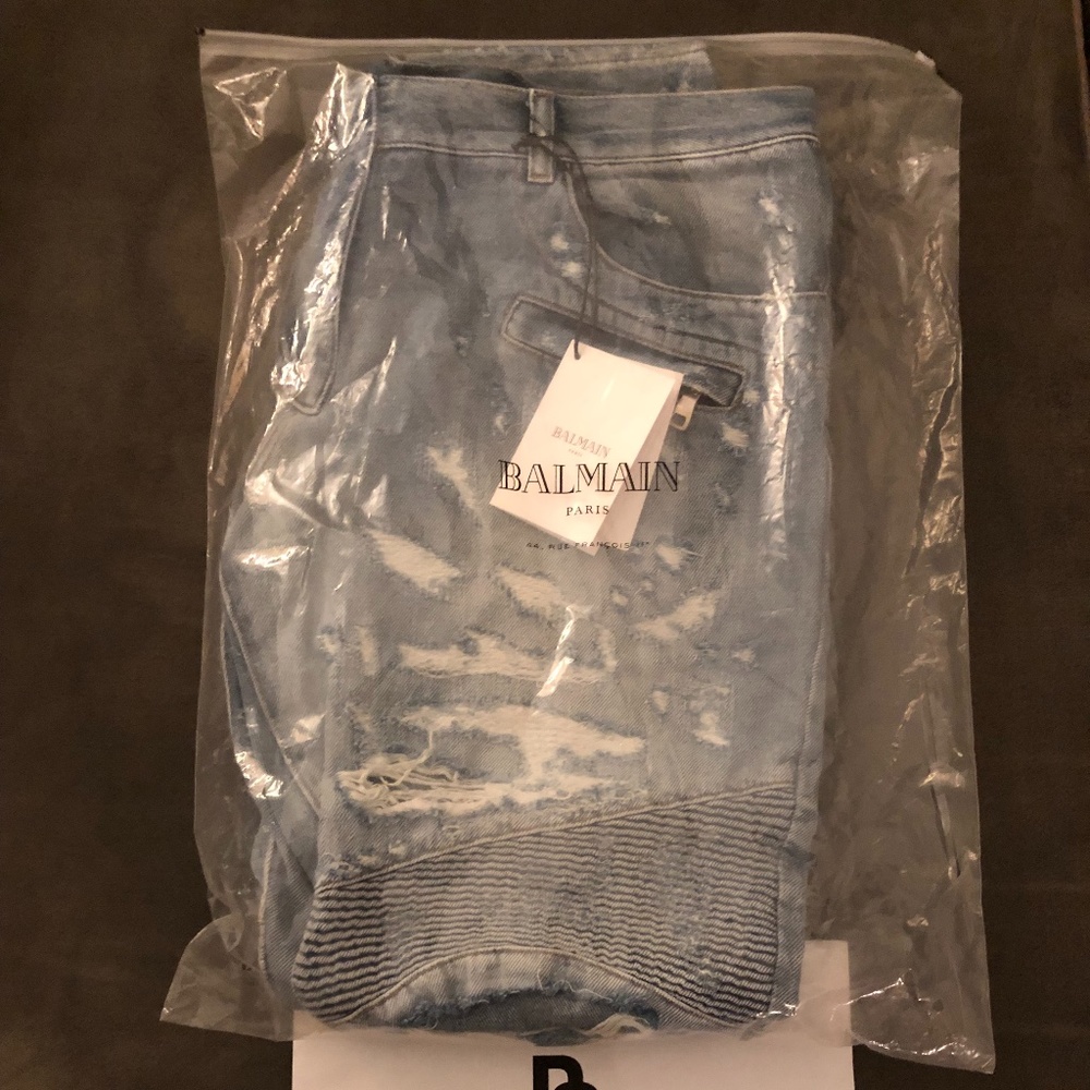 Balmain Distressed Classic Biker Jeans